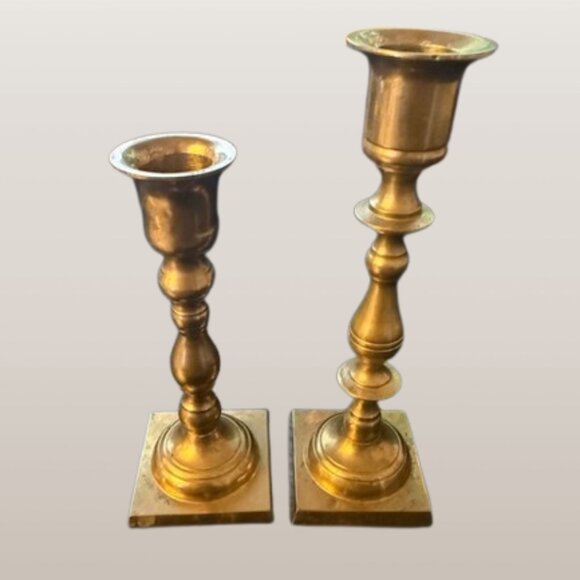 Vintage Brass Candle Holders – Set of 2 - Picture 1 of 2